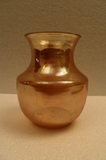 Vintage Jain Glass Works Marigold Lustre Art glass Vase India 5.5in Iridescent"R