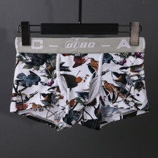 Mens Boxer Briefs Floral Printed Underwear Sexy Mesh Elephant Nose Men's Panties