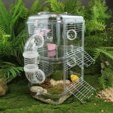 Large 2 Storey Transparent Dwarf Hamster Cage Villa Small Rodent Animal Cage Box