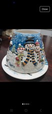 Yankee Candle Ceramic Christmas Snowman Shade Topper Tray Dish Large