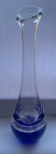 Glass tall stem bud - , blue