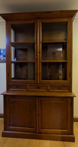 Oak and glass display cabinet - oak,