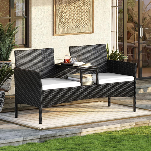Seater rattan garden bench - garden,