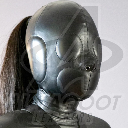 Leather bondage hood mask - leather,