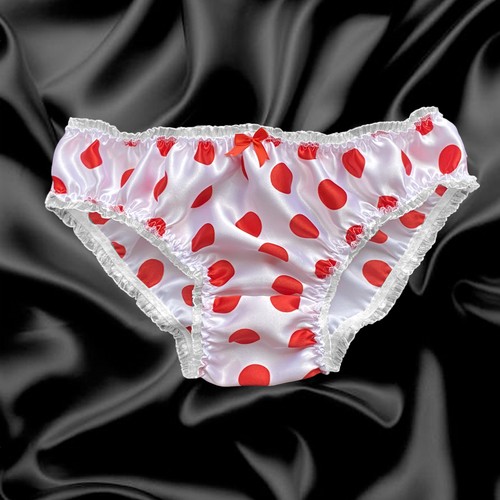 White red satin polkadot - white,