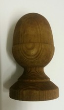Treated  brown Wooden Acorn Finial for 3ins posts garden fence top cap newel