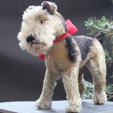 Antique Stiff Foxy Airedale Terrier 1950s with Button & Flag Studio Foxy Dog
