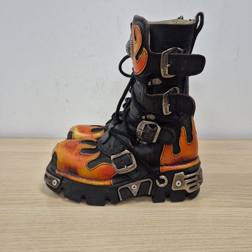 New rock boots black leather - rock,