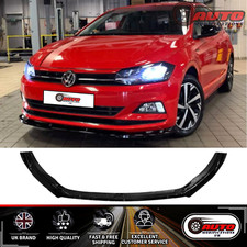 VW Polo MK6 AW GTI R Front Splitter Spoiler Lip Body Gloss Black Kit 2018+