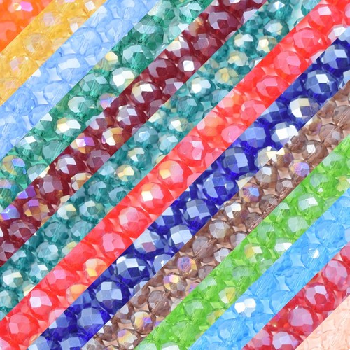 Faceted rondelle crystal glass - crystal,