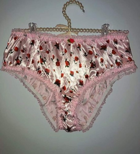 Pink satin rose print - print, frilly