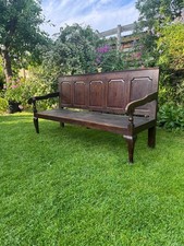 Antique Oak Hall Bench. Window Seat. Pew