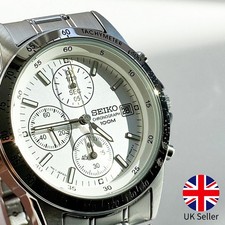 Seiko Chronograph SND363PC - Matte White Dial, 38mm Quartz 7T92 , 100m WR, JDM
