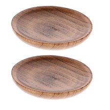  2 Pcs Wooden Sauce Dishes