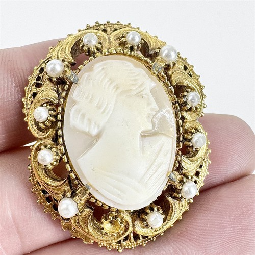 Vintage florenza carved shell - vintage,