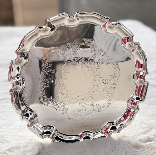 Vintage silver plated round - silver,