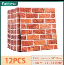 12pcs Wall Sticker 3D Brick Self-Adhesive PVC Wallpaper for Bedroom Waterproof T
