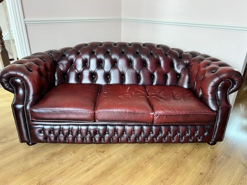 Chesterfield leather sofa - leather,