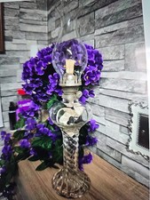 Vintage  EAPG Early American Swirl Pattern Clear Glass Kerosene Oil Lamp