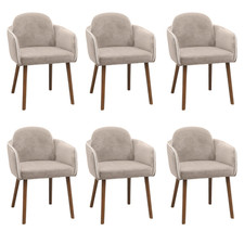 Set of 6 Beige Upholstered Carver Dining Chairs - Claudia BUN/CLA002/93871