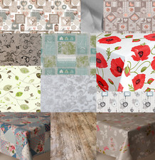 Pvc Plastic Wipe Oil Vinyl Table Cloth Plain Floral Printed - Multiple Designs 