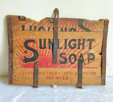 1930s Vintage Sunlight Soap Advertising Lever Brothers Wooden Sign Board WB2