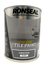 Ronseal One Coat Water Based Tile Paint - COBALT GREY GLOSS - 750ml