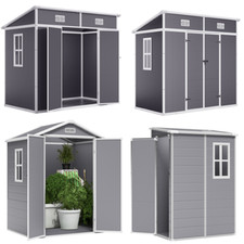 Outdoor Garden Plastic Shed 8X4, 6X4, 5X4 ft Tools Bike Storage House With Doors