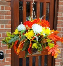 Hanging Basket Flowers Autumn Plants Trailing Ivy Leaf Fern Foliage Artificial