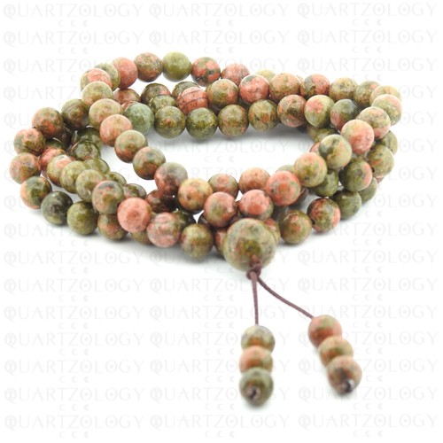 Unakite jasper 108 mala prayer - unakite,