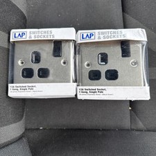 LAP 13A Switched Socket 1 Gang Single Pole Brush Stainless Steel White Insert