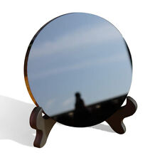 Natural Black Obsidian Scrying Mirror Heal Crystals Stone Round Plate With Shel
