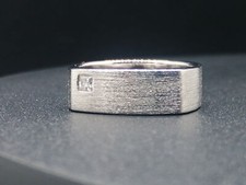 925 Silver CZ Satin Square Signet Ring - UK Size N & R Available