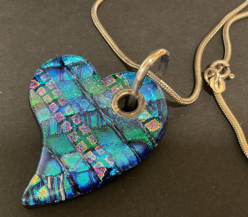 Dichroic glass heart pendant - dichroic,