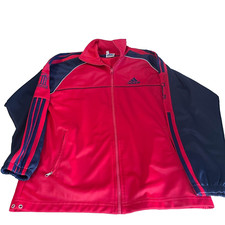 Vintage women red Adidas windbreaker full zip track jacket UK 14|L28 W18|SKU6422