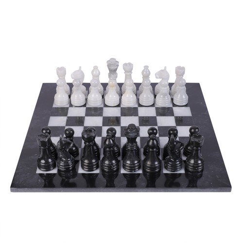 Marble chess set black white - chess,