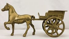 Vintage Solid Brass Horse & Cart Figure Mid Century Modern MCM ~ 10" x 5" x 3"
