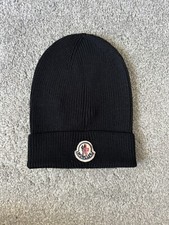 100% Authentic  MONCLER LOGO BEANIE WOOL  BLACK (authenticated by eBay)