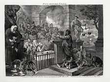 Paul Before Felix, Original Hogarth Copper Engraving 1751, Heath Edition 1820
