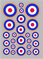 Model, Radio Control Plane, R/C aircraft, RAF Roundels. A5 pack (24) Waterproof.