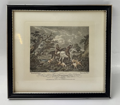 Hand colored framed engraving - hand,