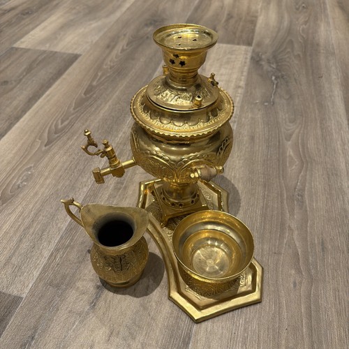 Ornate brass samovar set - ornate,