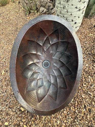 Vintage oval hammered copper - vintage,