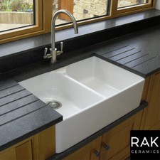 RAK Ceramics Gourmet Sink 10 2.0 Bowl White Ceramic Belfast Kitchen Sink