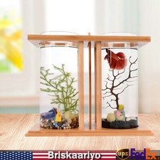 Mini Fish Tank Goldfish Betta Aquarium With Small LED Light Home Desktop Decor