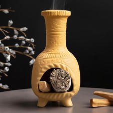 Handcrafted Terracotta Palo Santo Burner - Mexican Style Chiminea Clay Incens...