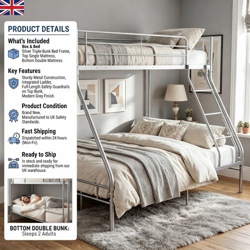 Elegant triple bunk bed - bunk, frame