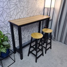 3 PCS Modern Breakfast Bar Dining Table and 2 Stools Set Metal Frame
