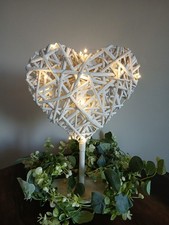 Christmas Heart Wicker Light Up Decor Faux Mistletoe Garland Home Arrangement