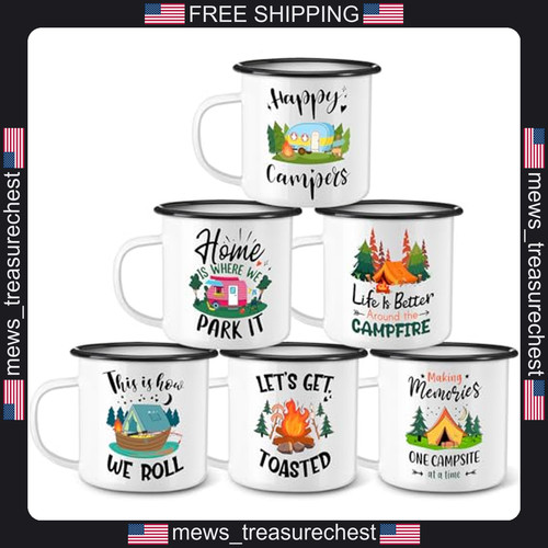 Camping enamel mug set pcs - enamel, 6
